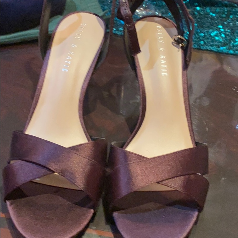 New purple satin open back shoe